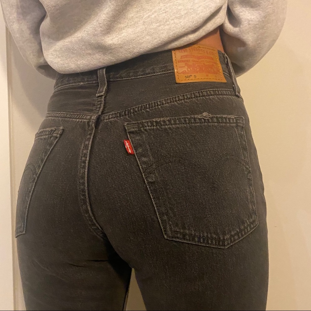 Levi’s 501 black distressed straight leg jeans